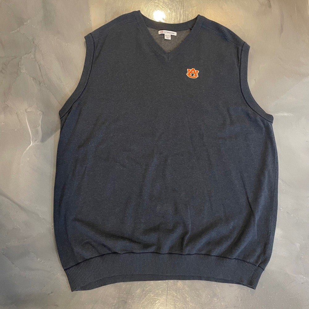 Cutter & Buck Auburn Tigers Mens‎ XXXL Navy Blue Cotton V-Neck Sweater Vest